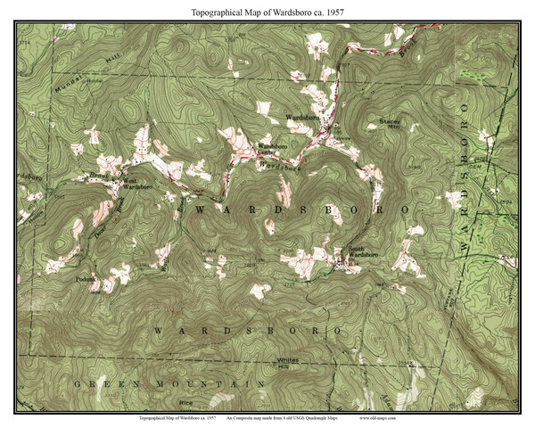 Wardsboro 1957 - Custom USGS Old Topo Map - Vermont