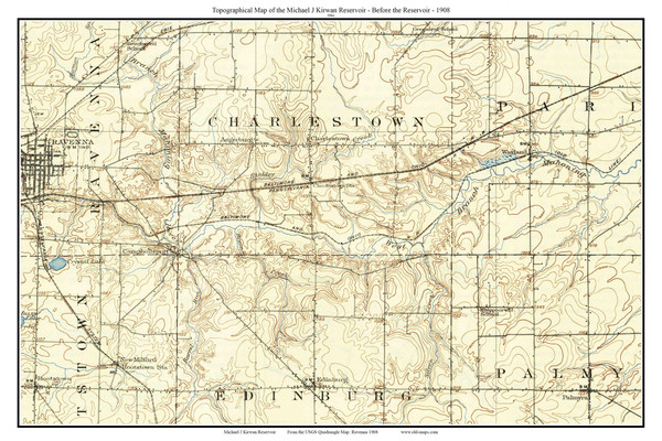 Michael J Kirwan Reservoir 1908 - Custom USGS Old Topo Map - Ohio