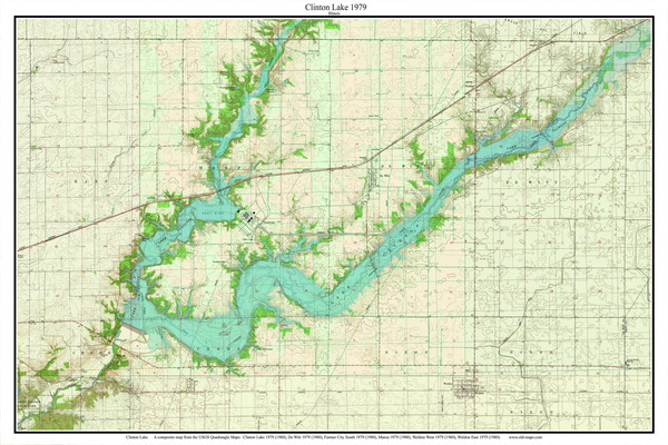 Clinton Lake 1979 - Custom USGS Old Topographic Map - Illinois Clinton Lake 1979 - Custom USGS Old Topographic Map - Illinois