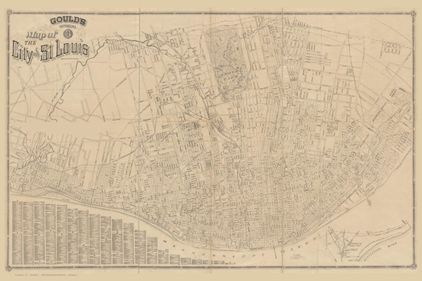 St. Louis 1896 Gould - Old Map Reprint - Missouri Cities