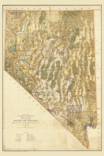 Nevada 1941 GLO - Old State Map Reprint