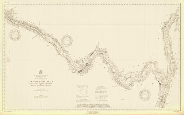 Champlain Canal and Erie Canal 1920 New York Canals & Lakes Chart Reprint 182