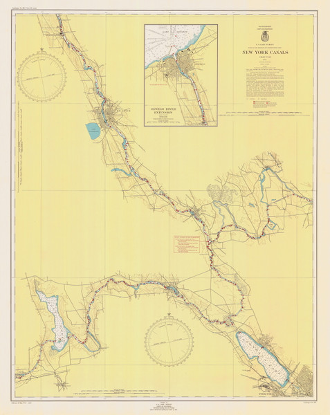 Erie Canal and Oswego Canal 1947a New York Canals & Lakes Chart Reprint 185