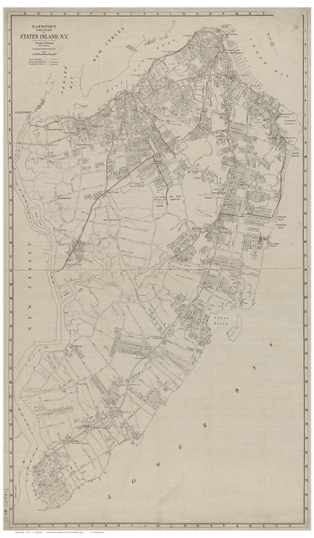 Staten Island, NY 1920 - Old Map Reprint NY Cities