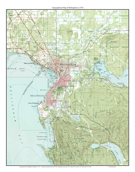 Bellingham 1954 - Custom USGS Old Topo Map - Washington State 15x15