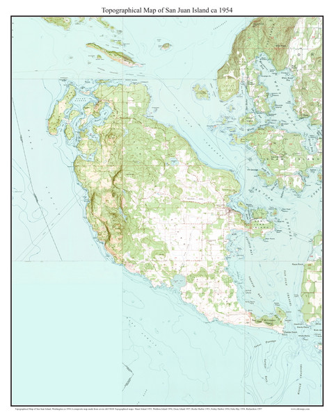 San Juan Island 1954 - Custom USGS Old Topo Map - Washington State 15x15