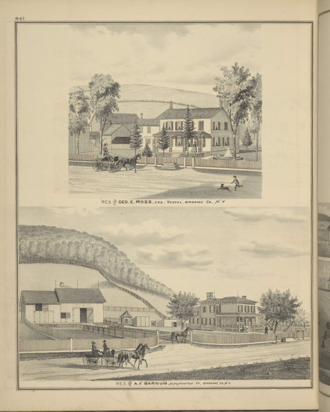 Residences of Geo. E. Ross & A.F. Barnum, New York 1876 - Old Town Map Reprint - Broome Co. Atlas 84