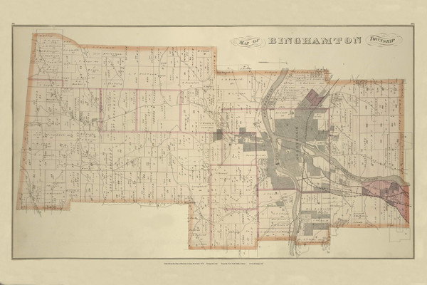 Binghamton, New York 1876 - Old Town Map Reprint - Broome Co. Atlas 86