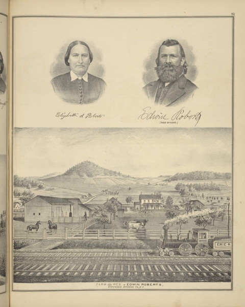 Residence of Edwin Roberts, New York 1876 - Old Town Map Reprint - Broome Co. Atlas 93 Residence of Edwin Roberts, New York 1876 - Old Town Map Reprint - Broome Co. Atlas 93
