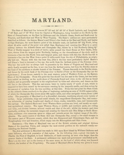 Maryland Text 1 - 1866 Old Map Reprint - Martenet's Maryland State Atlas 6