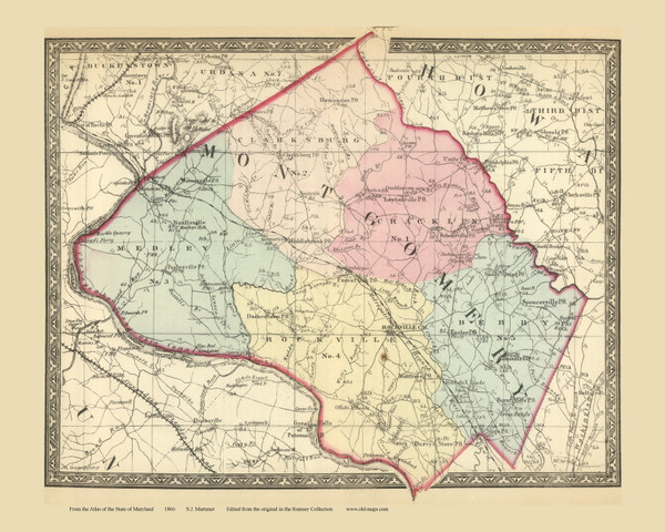 Montgomery County, Maryland 1866 Old Map Reprint 42