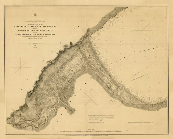 West End of Fond Du Lac of Lake Superior 1863 Great Lakes Survey - First Series Chart Reprint 25