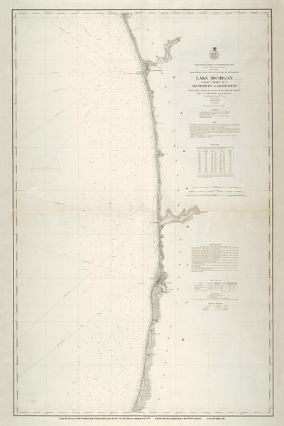 Lake Michigan Coast Chart No. 7 1877 Great Lakes Survey - First Series Chart Reprint 58