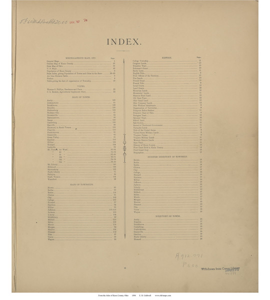 Index - Ohio 1896 Old Town Map Custom Reprint - Knox Co. Atlas 7