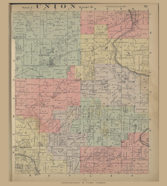 Union Ohio 1896 Old Town Map Custom Reprint - Knox Co. Atlas 45