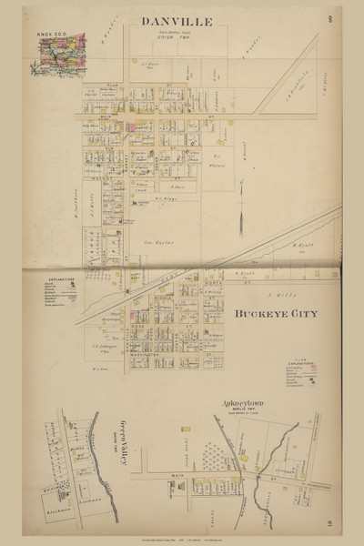 Danville Ohio 1896 Old Town Map Custom Reprint - Knox Co. Atlas 50-51