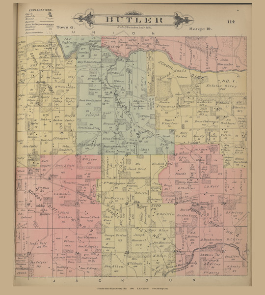 Butler Ohio 1896 Old Town Map Custom Reprint - Knox Co. Atlas 93