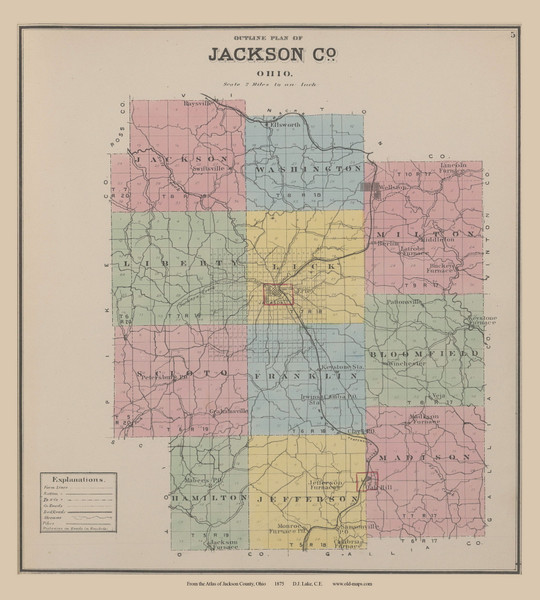 Jackson County Ohio 1875 Old Town Map Custom Reprint - Jackson Co. Atlas 4