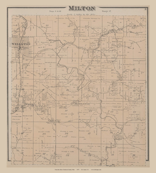 Milton Ohio 1875 Old Town Map Custom Reprint - Jackson Co. Atlas 7