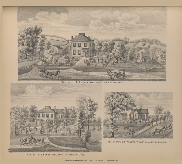 Picture - Wellston - Ohio 1875 Old Town Map Custom Reprint - Jackson Co. Atlas 14