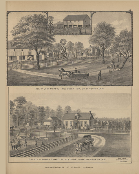 Picture- Peirsol Residence - Ohio 1877 - Union Co. Atlas 49