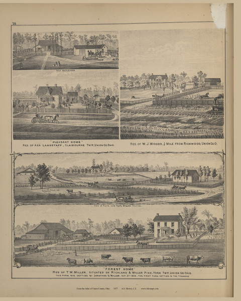 picture- Langstaff Residence - Ohio 1877 - Union Co. Atlas 80