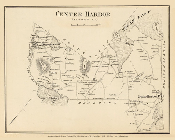 Center Harbor, New Hampshire 1892 Old Town Map Reprint - Hurd State Atlas Belknap Center Harbor, New Hampshire 1892 Old Town Map Reprint - Hurd State Atlas Belknap