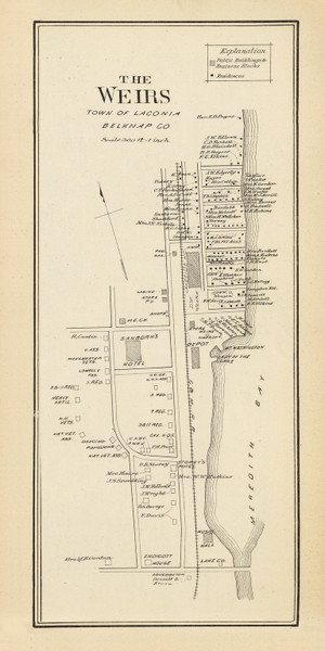 The Weirs, New Hampshire 1892 Old Town Map Reprint - Hurd State Atlas Belknap