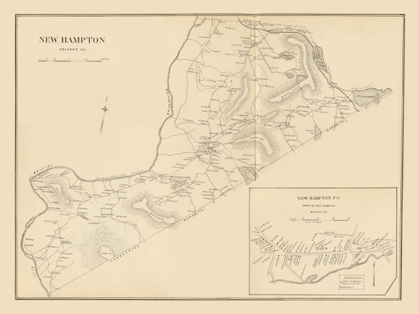 New Hampton, New Hampshire 1892 Old Town Map Reprint - Hurd State Atlas Belknap New Hampton, New Hampshire 1892 Old Town Map Reprint - Hurd State Atlas Belknap