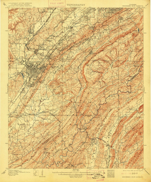 Bessemer Iron District, Alabama 1907 (1915) USGS Old Topo Map Reprint 15x15 AL Quad 305496 Bessemer Iron District, Alabama 1907 (1915) USGS Old Topo Map Reprint 15x15 AL Quad 305496