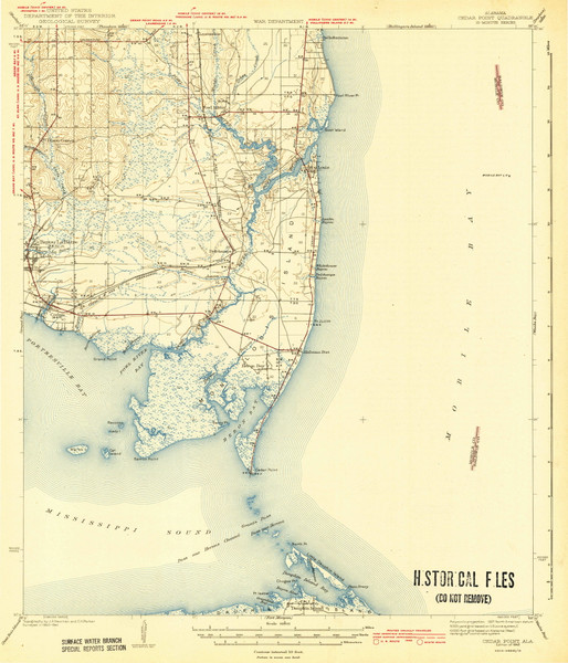 Cedar Point, Alabama 1943 (1943) USGS Old Topo Map Reprint 15x15 AL Quad 305525