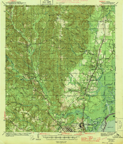 Creola, Alabama 1943 (1943) USGS Old Topo Map Reprint 15x15 AL Quad 305546