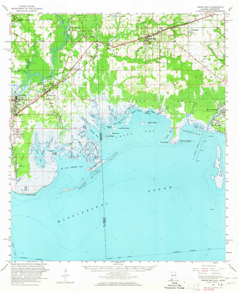 Grand Bay, Alabama 1958 (1965) USGS Old Topo Map Reprint 15x15 AL Quad 305596 Grand Bay, Alabama 1958 (1965) USGS Old Topo Map Reprint 15x15 AL Quad 305596