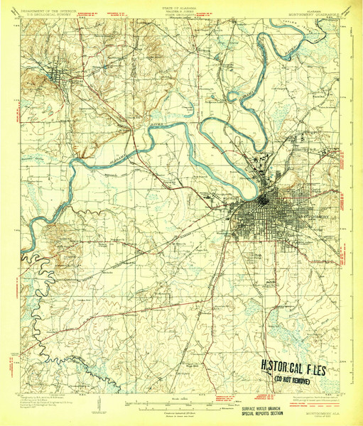 Montgomery, Alabama 1930 (1930) USGS Old Topo Map Reprint 15x15 AL Quad 305642
