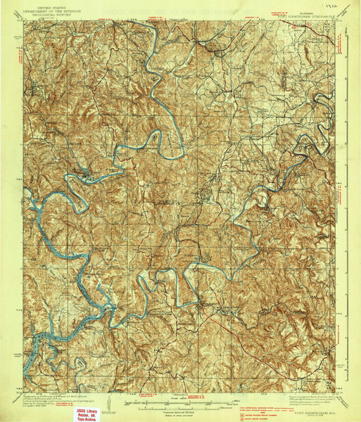 Port Birmingham, Alabama 1938 (1938) USGS Old Topo Map Reprint 15x15 AL Quad 305662