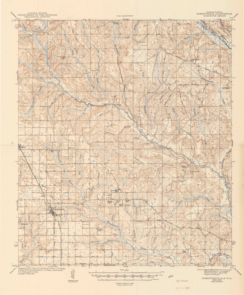 Robertsdale, Alabama 1943 (1943) USGS Old Topo Map Reprint 15x15 AL Quad 464504
