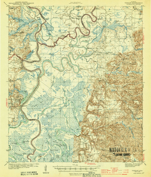 Tensaw, Alabama 1944 (1944) USGS Old Topo Map Reprint 15x15 AL Quad 305710 Tensaw, Alabama 1944 (1944) USGS Old Topo Map Reprint 15x15 AL Quad 305710