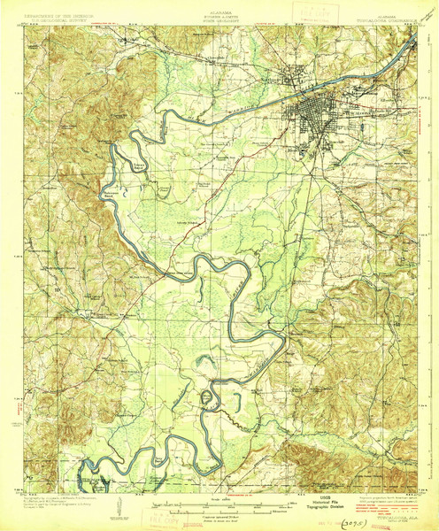 Tuscaloosa, Alabama 1926 (1926) USGS Old Topo Map Reprint 15x15 AL Quad 305716