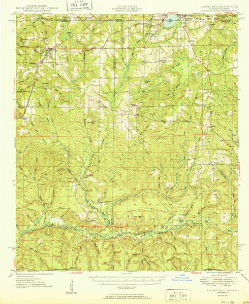 Laurel Hill, Florida 1950 (1950) USGS Old Topo Map Reprint 15x15 AL Quad 347186