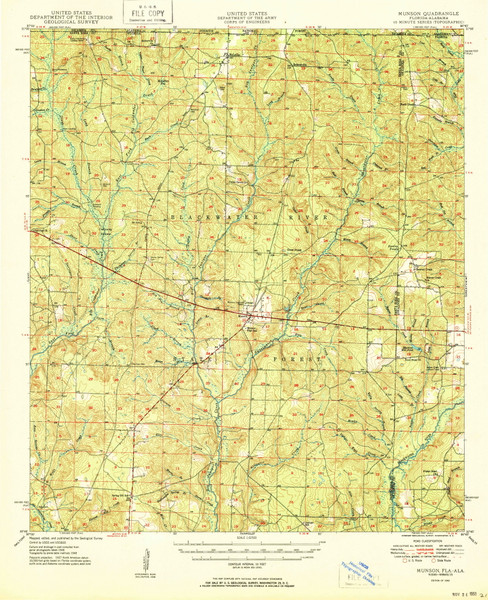 Munson, Florida 1950 (1950) USGS Old Topo Map Reprint 15x15 AL Quad 347570