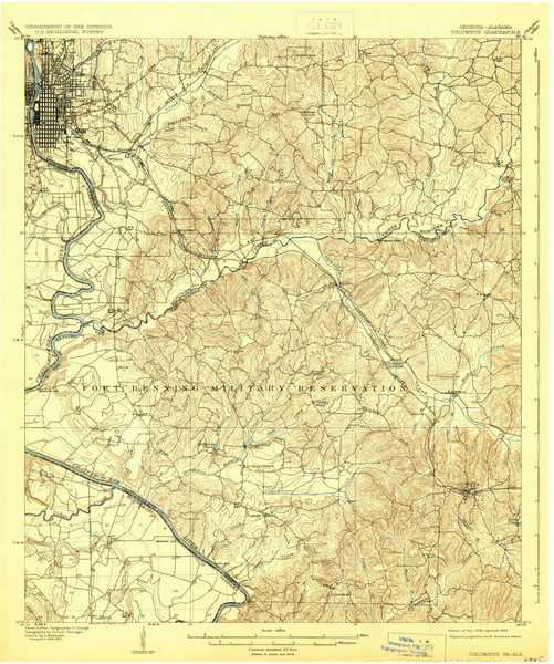 Columbus, Georgia 1908 (1929) USGS Old Topo Map Reprint 15x15 AL Quad 247398
