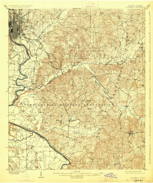 Columbus, Georgia 1908 (1926) USGS Old Topo Map Reprint 15x15 AL Quad 247396