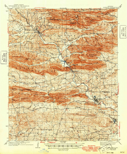 Glenwood, Arkansas 1942 (1949) USGS Old Topo Map Reprint 15x15 AR Quad 260073 Glenwood, Arkansas 1942 (1949) USGS Old Topo Map Reprint 15x15 AR Quad 260073
