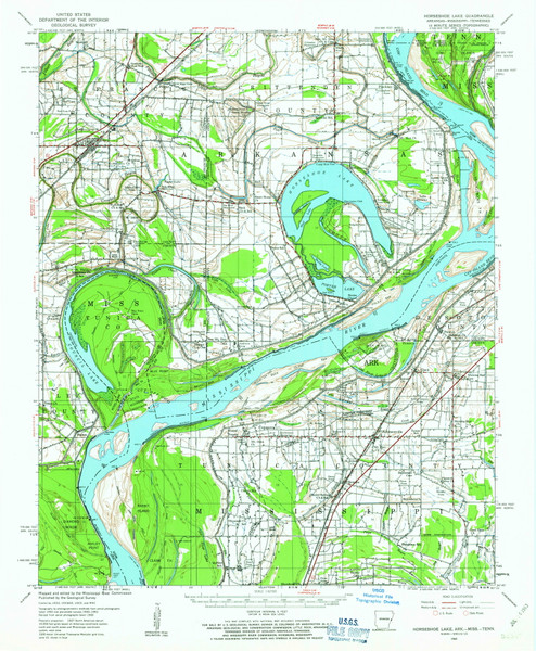 Horseshoe Lake, Arkansas 1960 (1963) USGS Old Topo Map Reprint 15x15 AR Quad 260103 Horseshoe Lake, Arkansas 1960 (1963) USGS Old Topo Map Reprint 15x15 AR Quad 260103