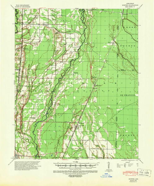Hunter, Arkansas 1939 (1946) USGS Old Topo Map Reprint 15x15 AR Quad 260109