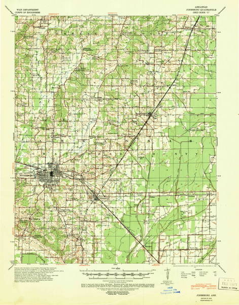 Jonesboro, Arkansas 1939 (1942) USGS Old Topo Map Reprint 15x15 AR Quad 260126