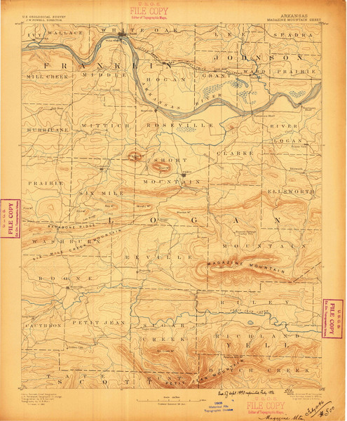 Magazine Mountain, Arkansas 1887 (1887) USGS Old Topo Map Reprint 15x15 AR Quad 260161 Magazine Mountain, Arkansas 1887 (1887) USGS Old Topo Map Reprint 15x15 AR Quad 260161