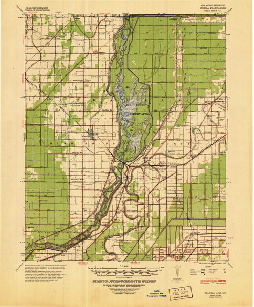Manila, Arkansas 1941 (1945) USGS Old Topo Map Reprint 15x15 AR Quad 260167 Manila, Arkansas 1941 (1945) USGS Old Topo Map Reprint 15x15 AR Quad 260167