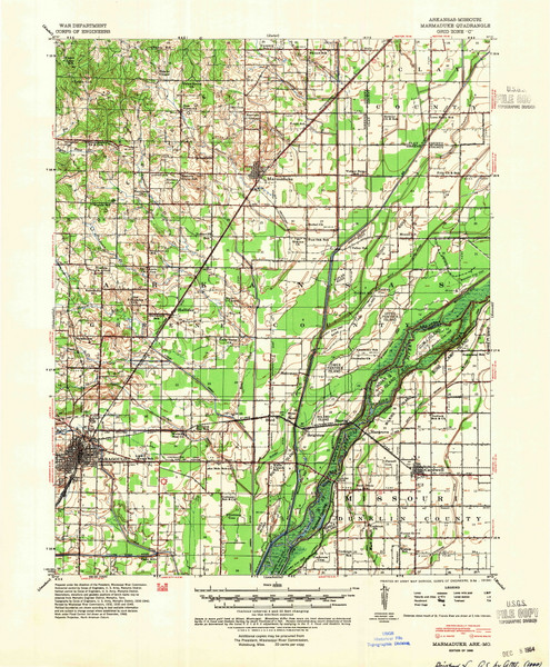 Marmaduke, Arkansas 1940 (1954) USGS Old Topo Map Reprint 15x15 AR Quad 260180