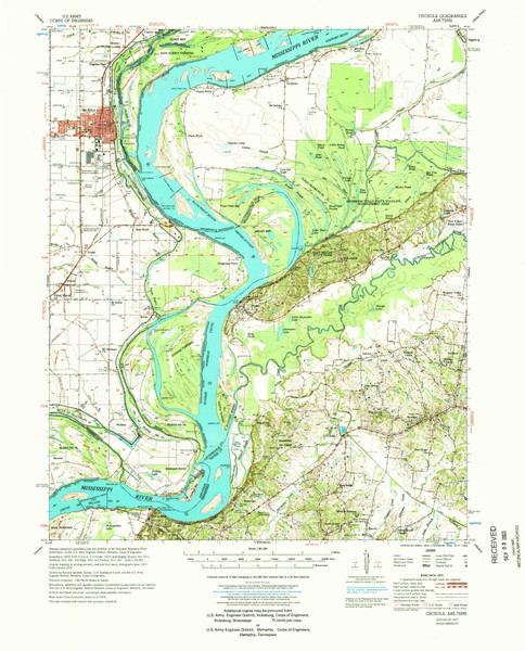 Osceola, Arkansas 1977 (1977) USGS Old Topo Map Reprint 15x15 AR Quad 260227